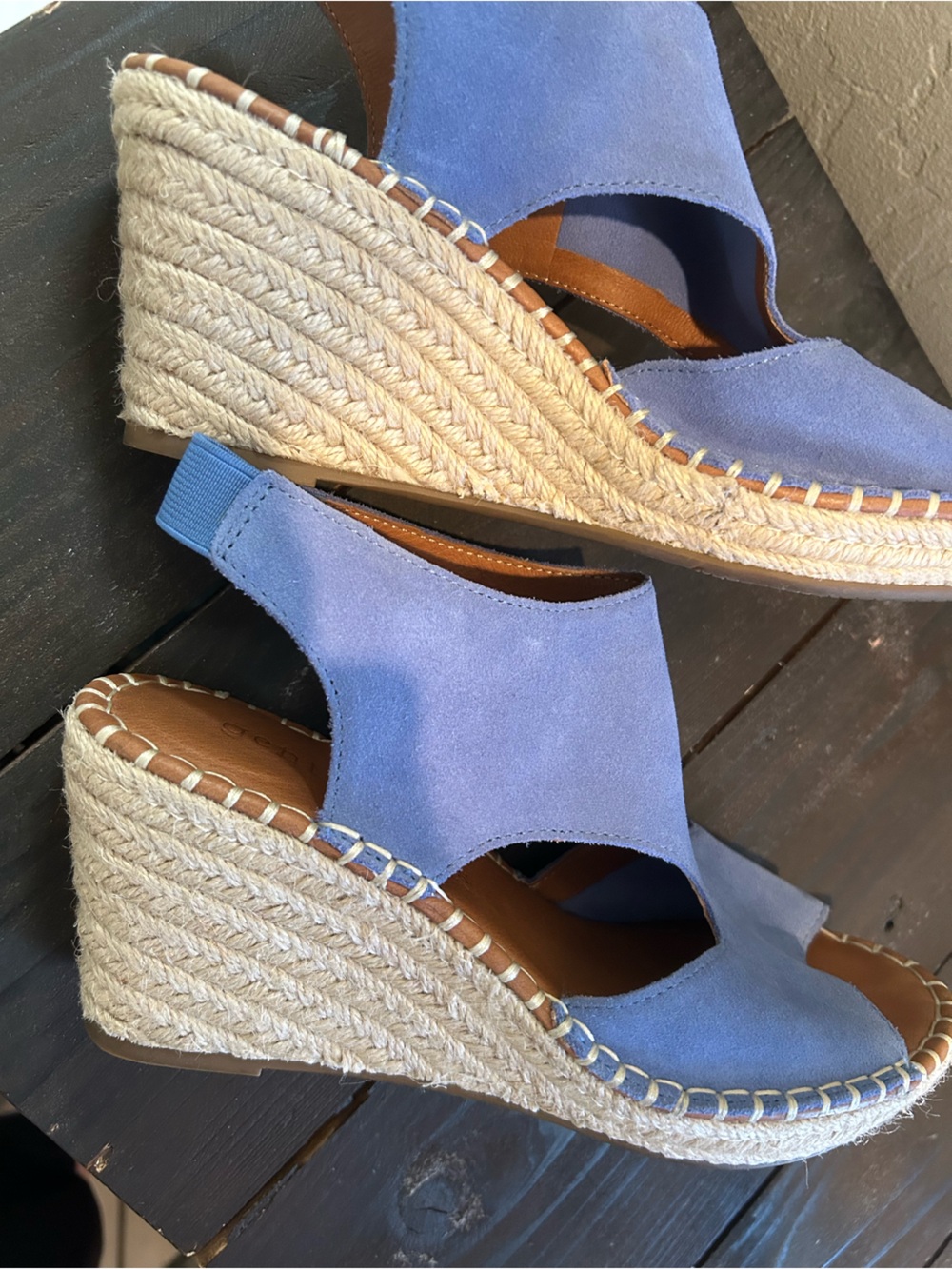 Gentle Souls Blue Suede Wedge Size 7.5 - Picture 8 of 10